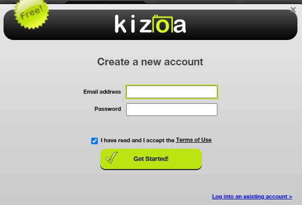 Регистрация в сервисе Kizoa