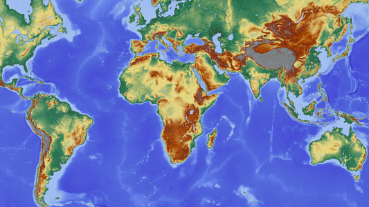 Физическая карта мира - фон для презентации по географии с сайта presentation-creation.ru