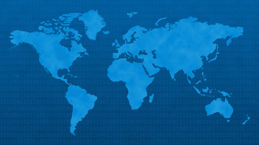 Синяя карта мира - фон для презентации по географии с сайта presentation-creation.ru