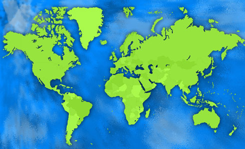 Зеленая карта мира - фон для презентации по географии с сайта presentation-creation.ru