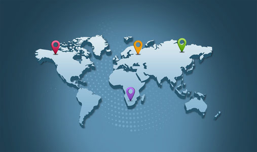 Карта мира с метками - фон для презентации по географии с сайта presentation-creation.ru