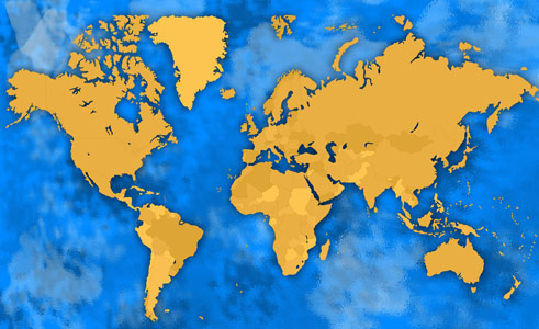 Желтая карта мира - фон для презентации по географии с сайта presentation-creation.ru