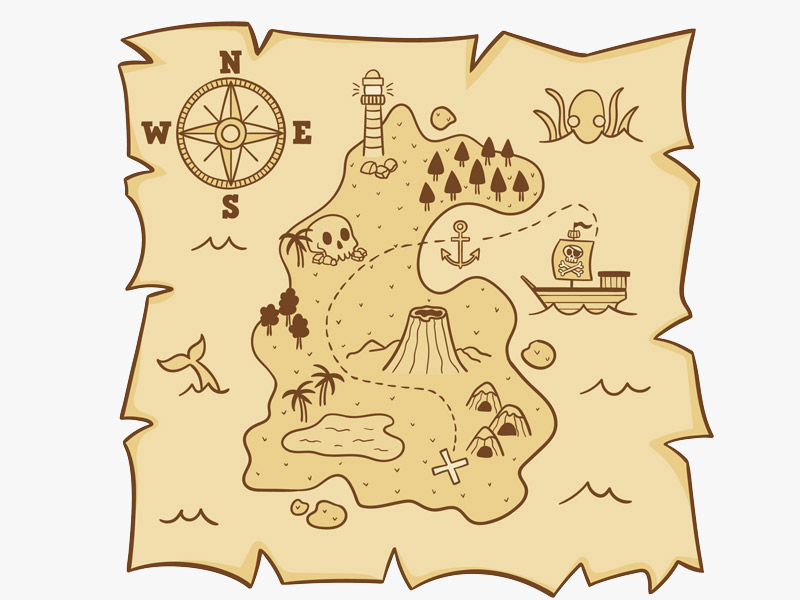 Пиратская карта, исторический фон для презентации