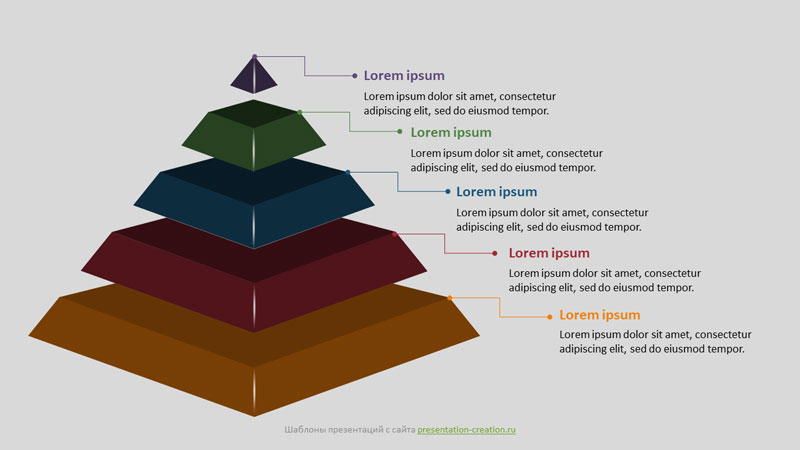 Пятиступенчатая пирамида - инфографика для презентаций