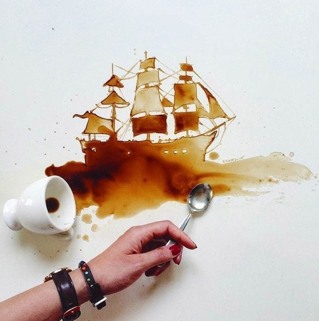 Картина из пролитого кофе