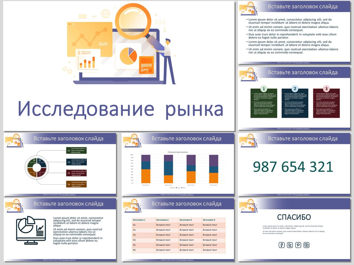 Исследование рынка - бесплатный шаблон для PowerPoint и Google презентаций