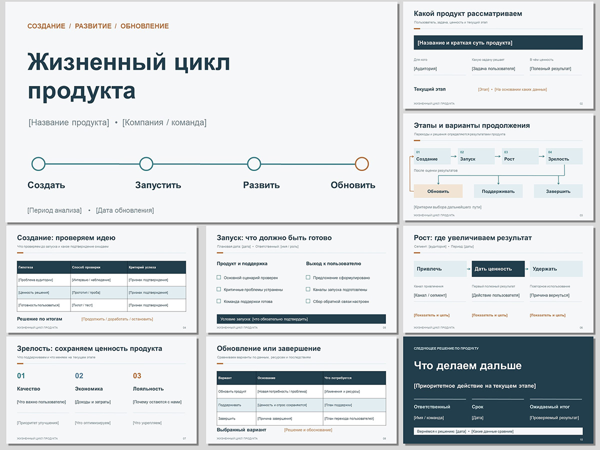 Жизненный цикл продукта - шаблон powerpoint