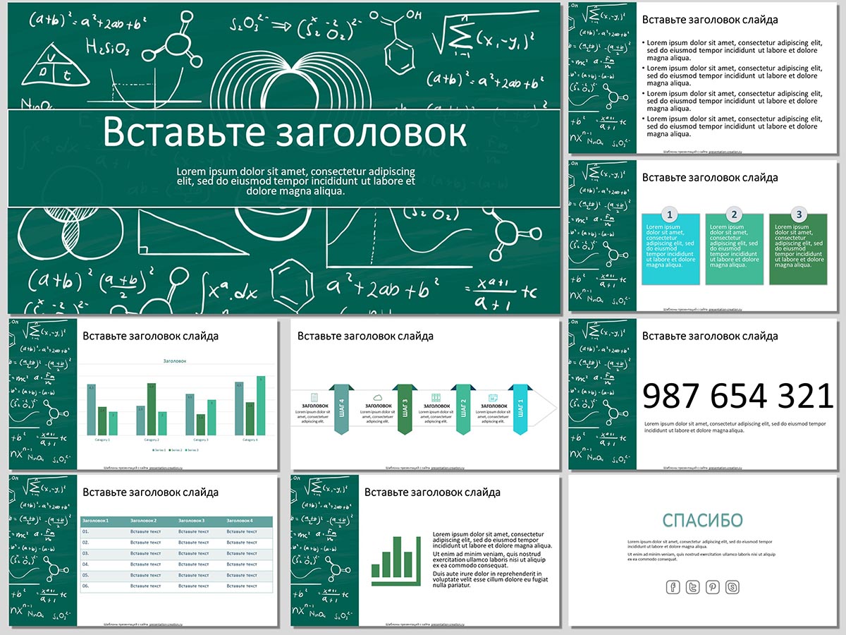 Слайды шаблона для создания  презентаций для естественнонаучных дисциплин