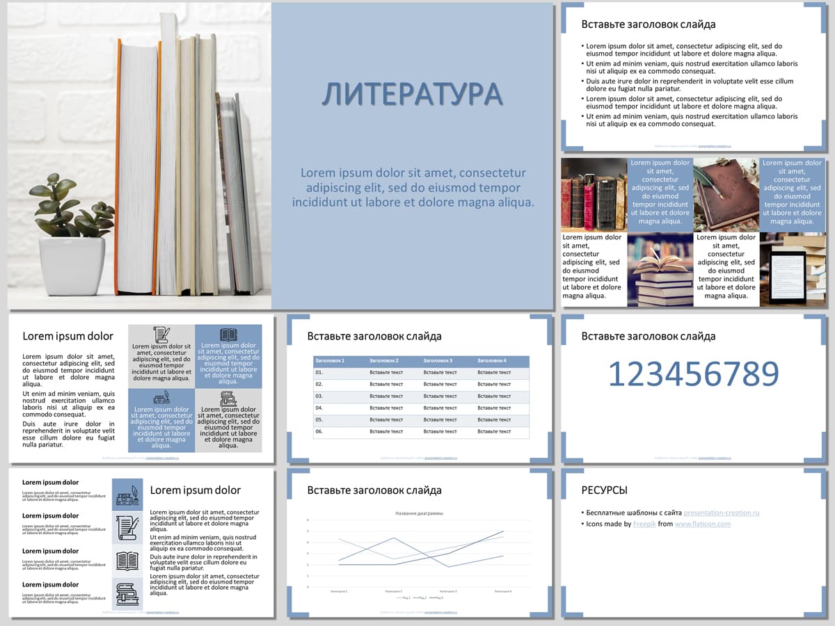 Шаблон для презентации по литературе