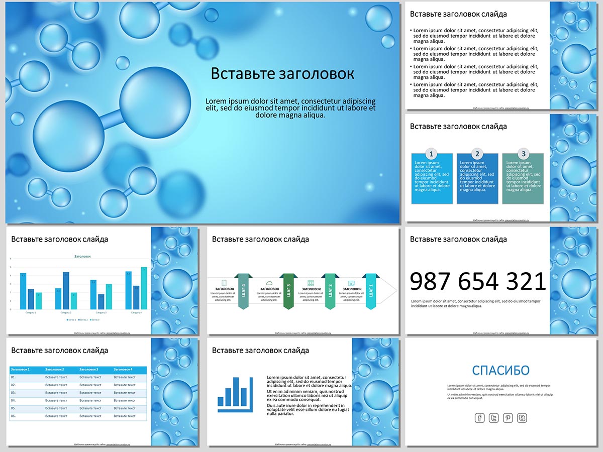 Слайды шаблона Молекулы для презентаций по химии