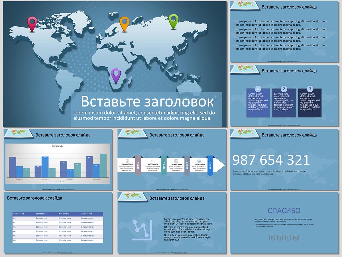 Шаблон для создания презентации для урока географии Точки на карте