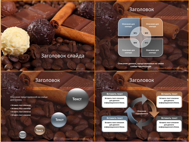 Шаблон для создания презентаций про  шоколад и какао-бобы