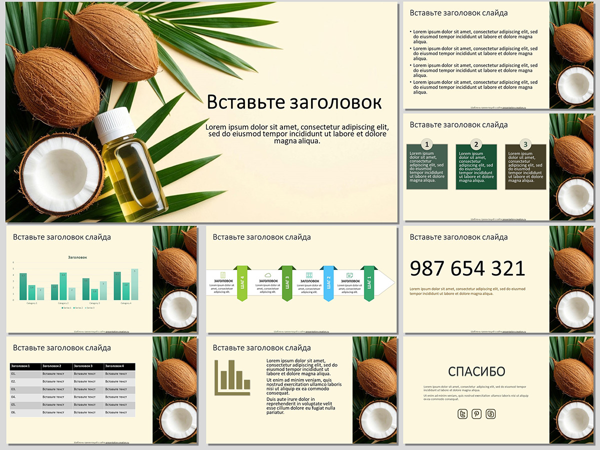 шаблон презентации с кокосом