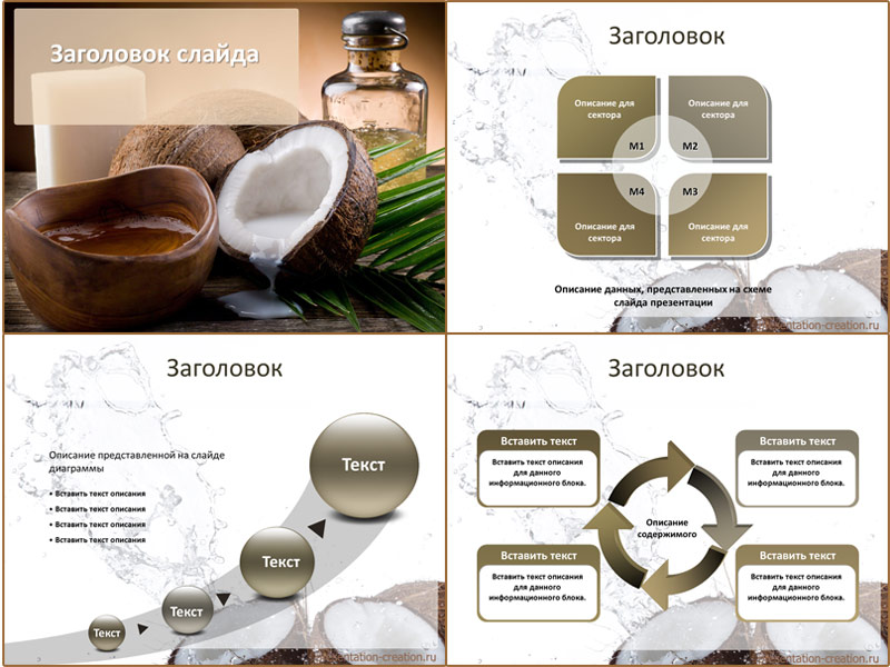 Оформление для создания слайдов презентации о кокосах
