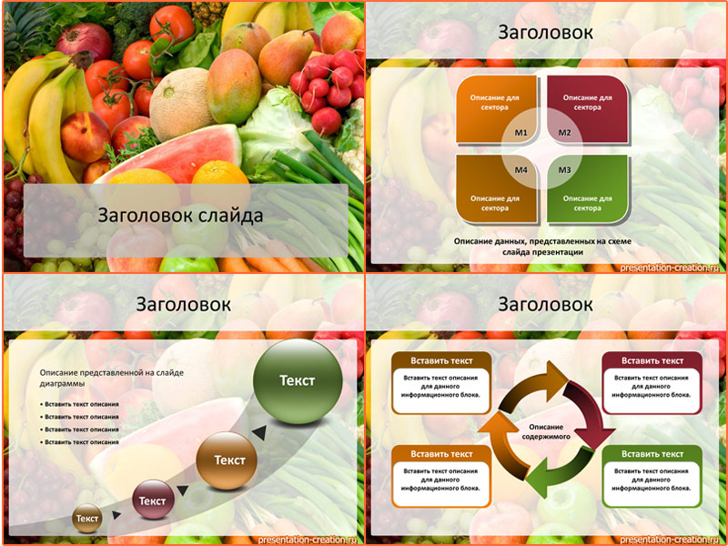 Шаблон для создания  презентации про ягоды, фрукты и овощи