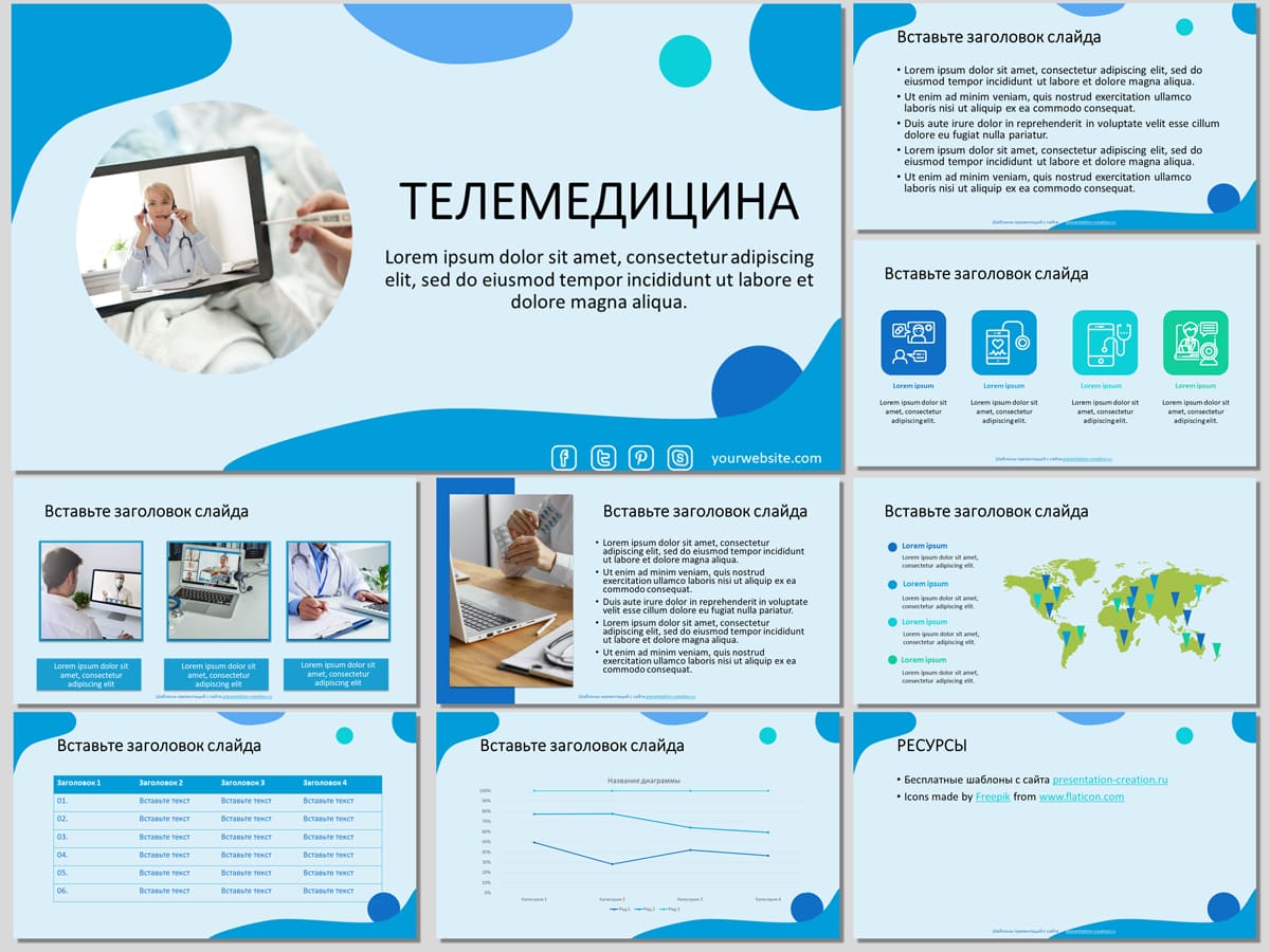 Телемедицина - бесплатный шаблон для PowerPoint и Google Slides