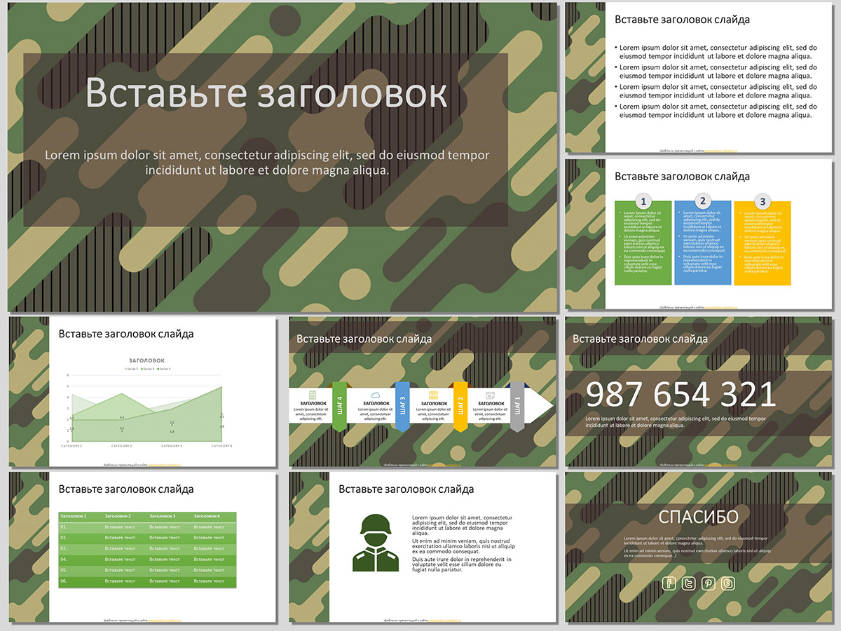 камуфляжный шаблон для создания презентации 