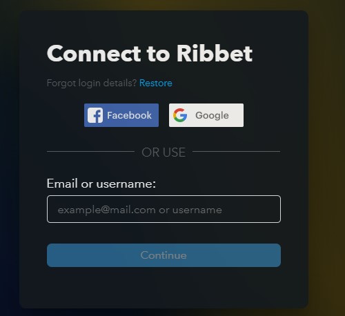 Регистрация в сервисе Ribbet