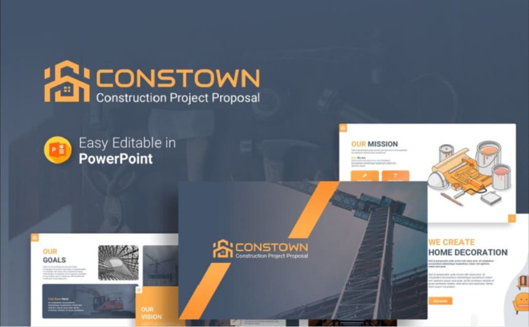 Подборка лучших шаблонов презентаций от TemplateMonster: Constown - для строительных проектов